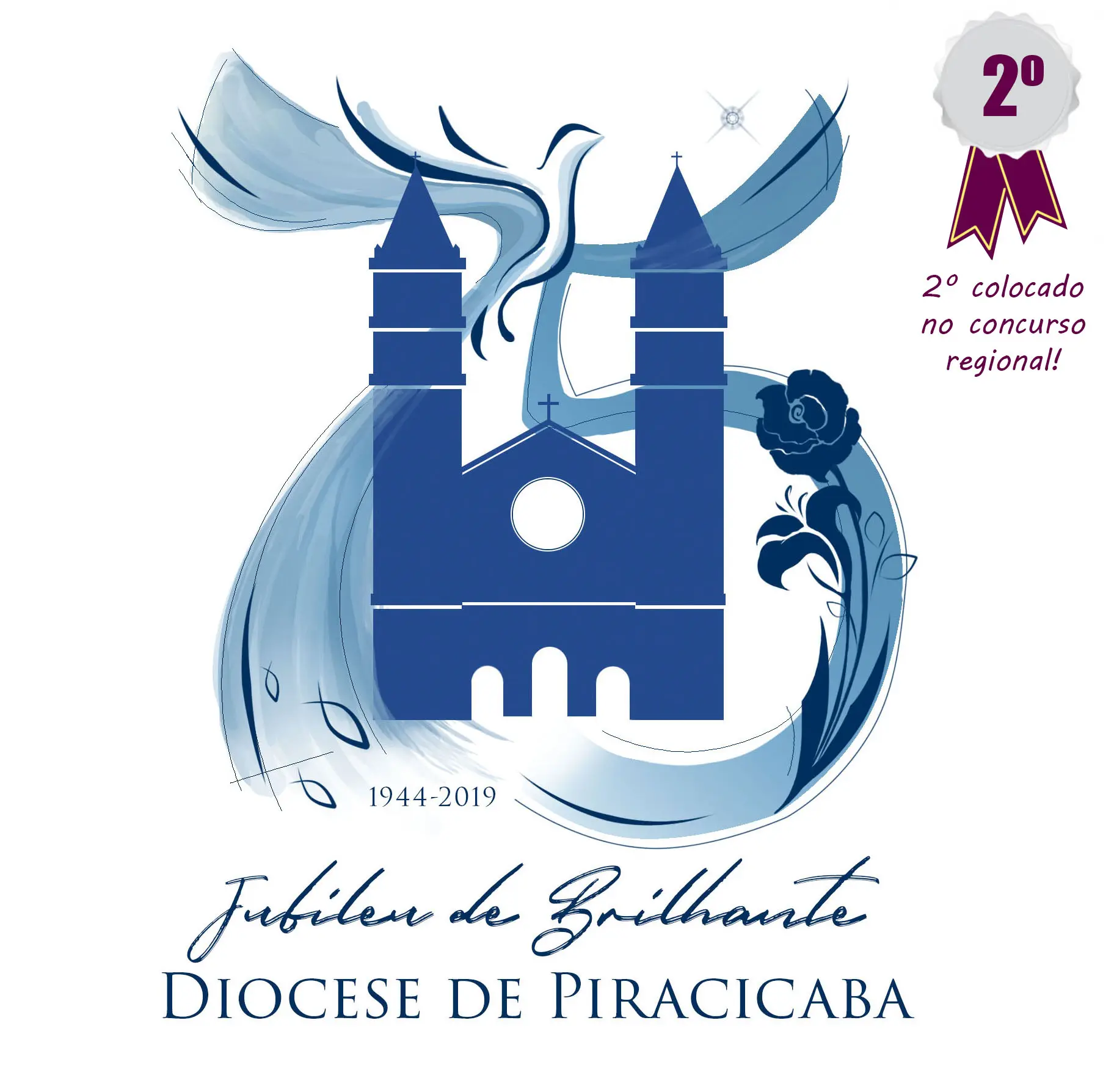 Ilustração Digital, 2018. Arte desenvolvida em participação do Concurso do Logotipo dos 75 anos da Diocese de Piracicaba, premiada em 2º lugar.